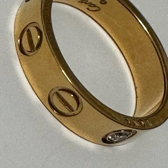 Love Ring Cartier style Gold and crystal band 7 - Picture 9 of 10